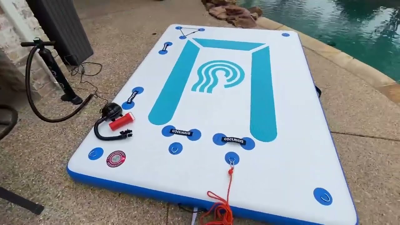 COOLWAVE Inflatable Floating Docks for Lake Review, High quality splash mat with important extra