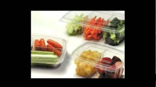 D&W Fine Pack H62WN 32 oz Ingeo™ Clear Plastic Container with Snap Lid - 7  1/2L x 6 1/2W x 2 11/16H