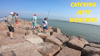 Fishing the Port Mansfield North Jetty on the Padre island national seashore Beach -Shark Fishing-