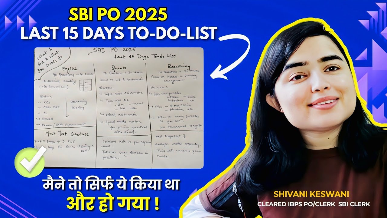 SBI PO 2025 • Last 15 Days Master plan by Shivani keswani