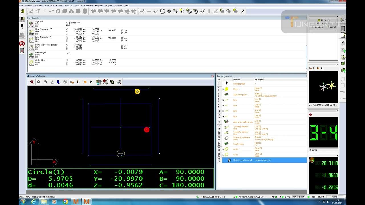 program CMM MANUAL MCOSMOS V3.4R2 Mitutoyo-lat4 - YouTube