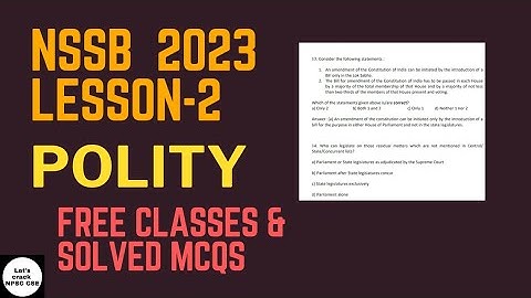 NSSB 2023 Polity Lesson- 2  | Free Classes & Solved MCQs
