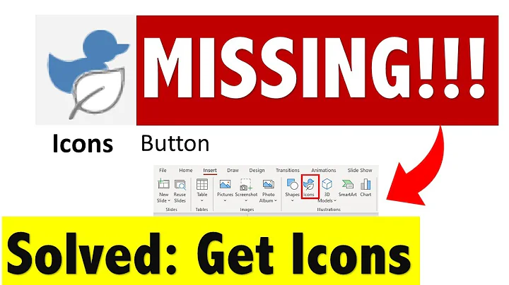 Solved: Missing insert icon’s button in office 2019