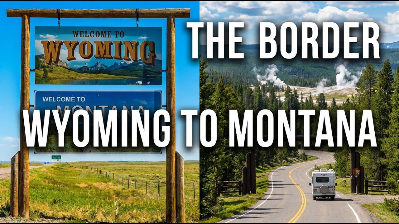 Crossing the Border from Wyoming to Montana in Yellowstone National