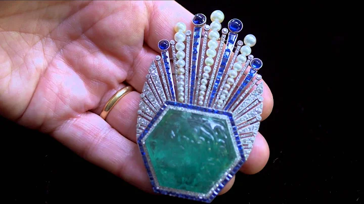 Peacock Feather Emerald Brooch