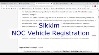Sikkim - Obtain No Objection Certificate for Vehicle Registration
