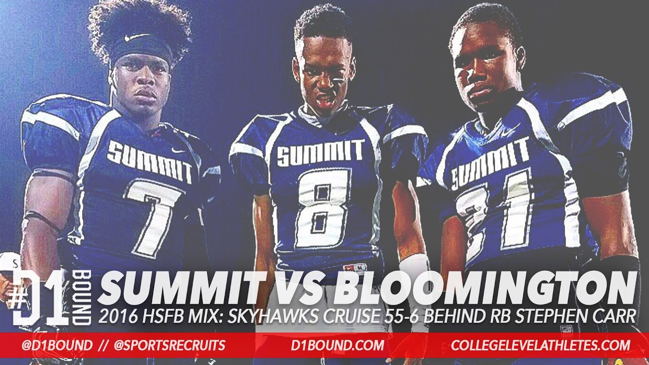 STEPHEN CARR HIGHLIGHTS: Summit Wins 55-6 vs Bloomington 2016 HSFB Highlight Mixtape