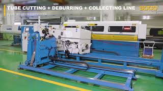 Tube Cutting(SA-78NCE) + Deburring(BDB) + Collecting Line (TR-70), SOCO和和高張力鋼切管 + 鋼刷除屑 + 收料設備