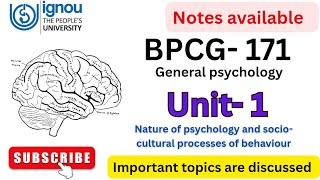 BPCG-171 Unit-1 nature of psychology and socio-cultural processes of behaviour// easy notes// #ignou