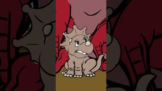 T-rex Creeping up behind Baby Triceratops