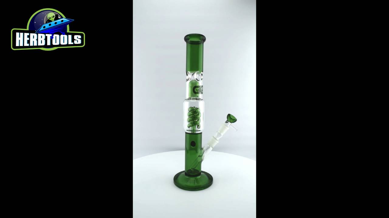 Grace Glass Green Spiral Percolator Bong [HD] [HERBTOOLS]