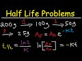 Half Life Chemistry Problems - Nuclear Radioactive Decay Calculations Practice Examples