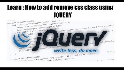 How to add or remove css class from html element using jquery - JQUERY TRAINING CLASSES