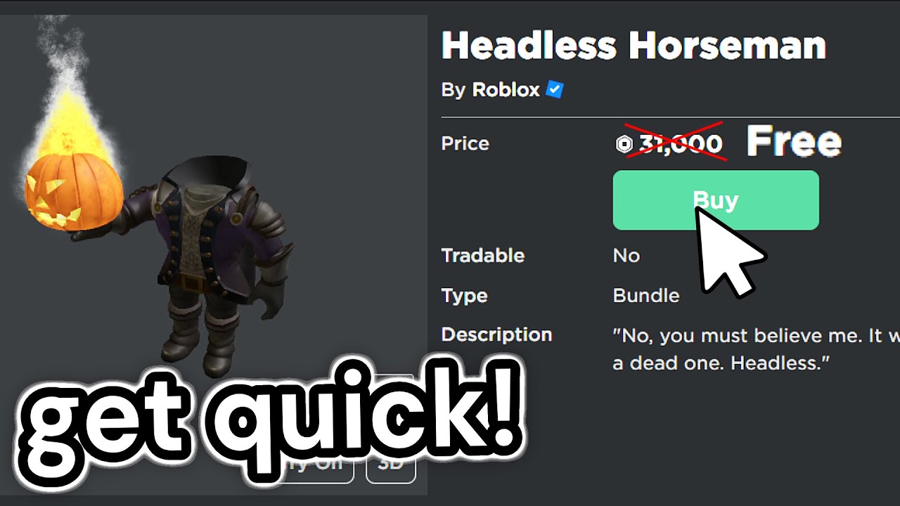 How to get HEADLESS HORSEMAN for FREE! (Roblox Headless Head