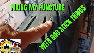 First time fixing a puncture with gooey plugs. Emergency only! (Uk law in description)