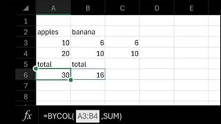 How BYCOL &amp; BYROW Work in Excel Mobile?