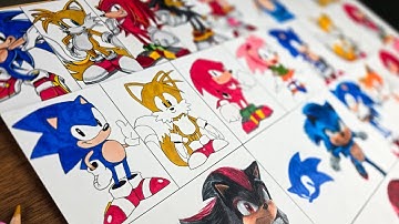 Drawing SONIC The Hedgehog Characters in Different Styles Part 1