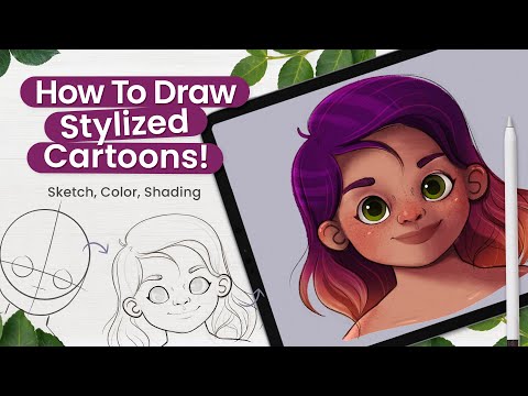 How to draw a 1/2 cartoon digital portrait » Make a Mark Studios