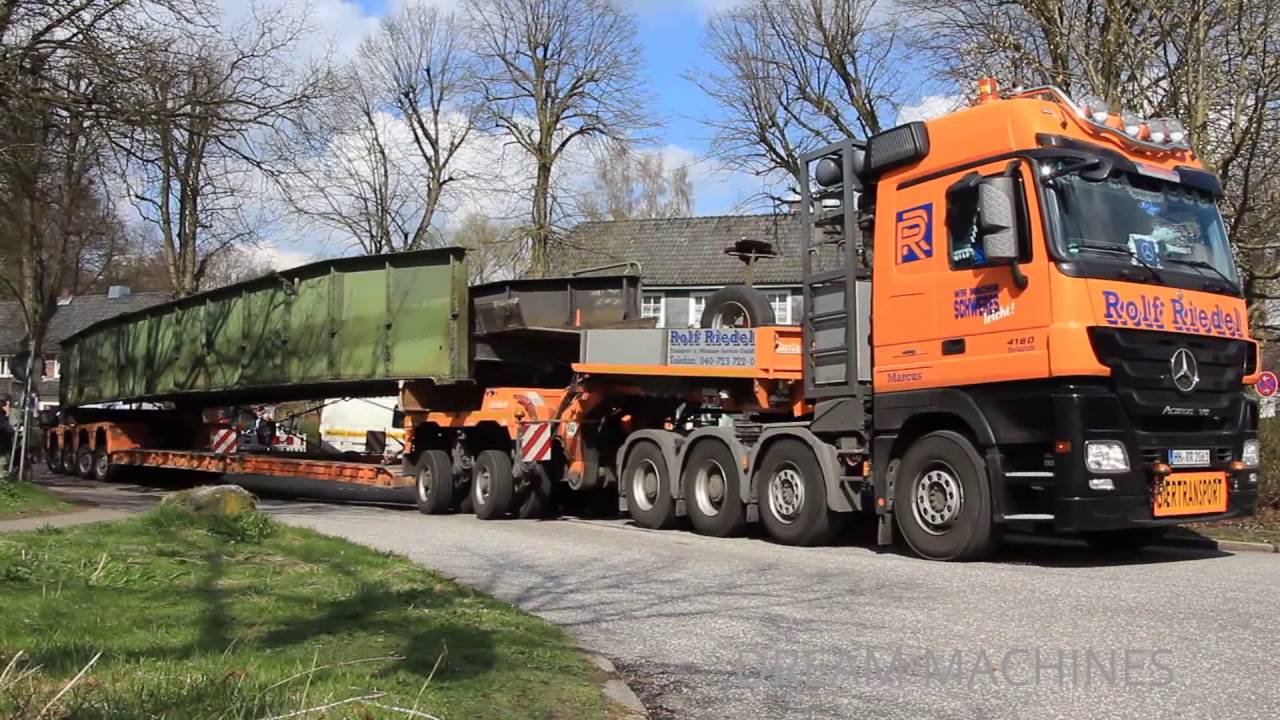 MERCEDES ACTROS SCHWERTRANSPORT MIT U-BAHN BRÜCKE - YouTube