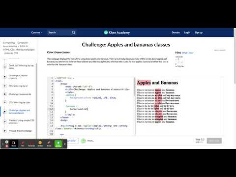 Challenge: Apples and bananas classes (Khan Academy)| Melody Jing