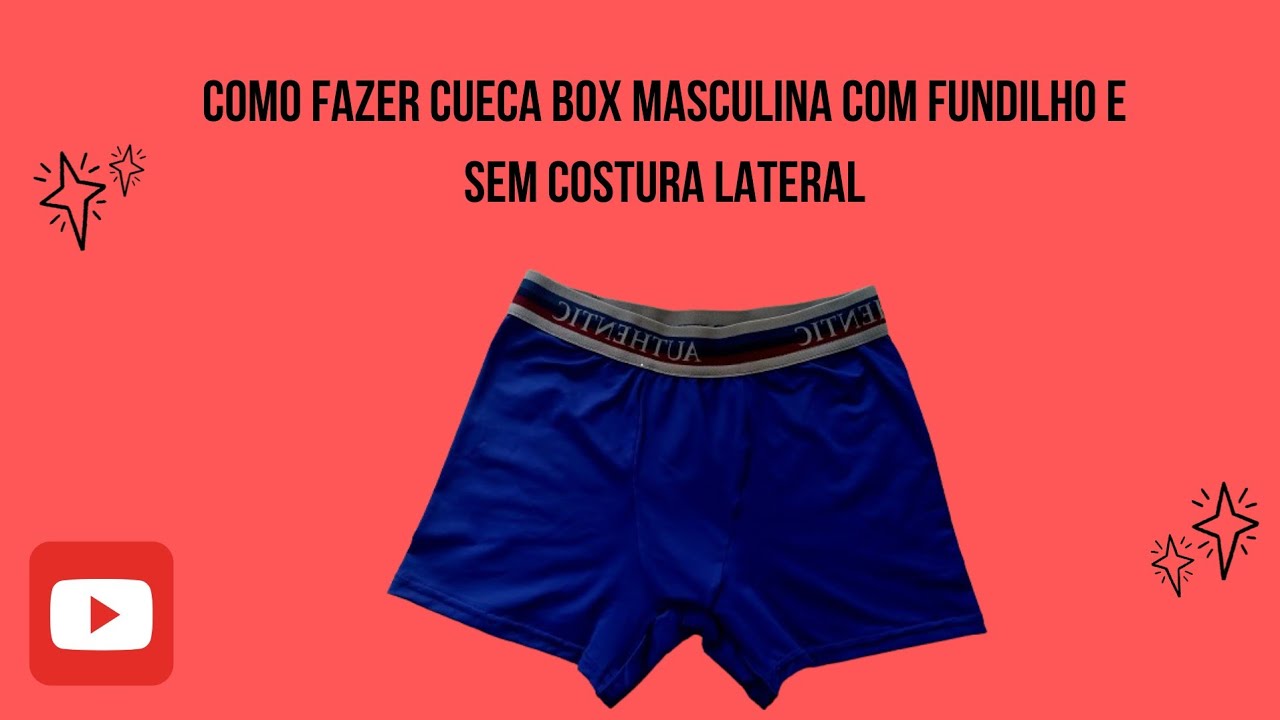Como fazer cueca box com fundilho e sem costura na lateral. Cueca Victor.
