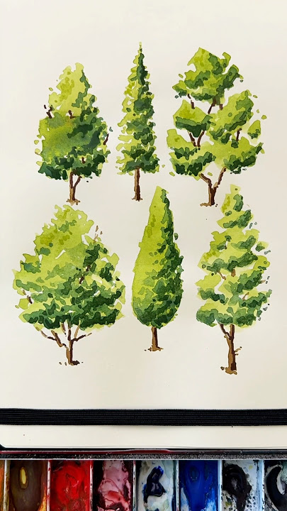 Tree practice in watercolor #watercolor #watercolortutorial #sketchbook