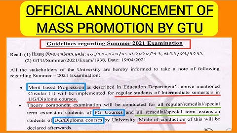 GTU Good News | GTU Merit Based Mass Promotion | GTU UG/Diploma Courses | For GTU Regular Students