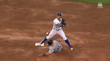 MIA@CHC: Zobrist and Baez convert 4-6-3 double play