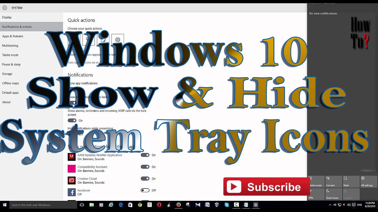 Hide & show Notification, System Tray Icons in Windows 10 - YouTube