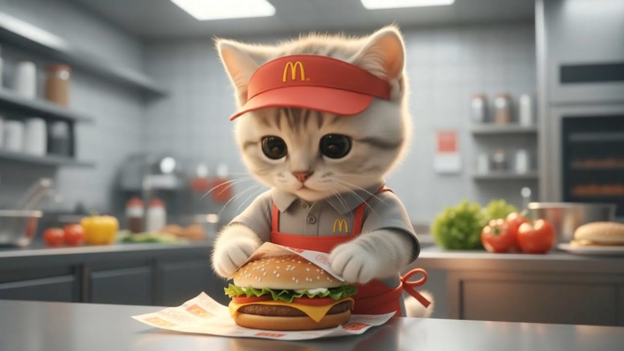 いらっしゃいませ!!猫店員がマックでアルバイト ねこの一日に密着