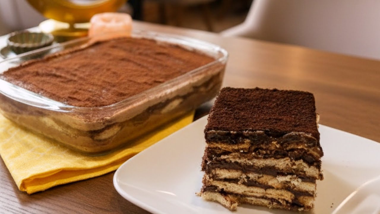 حلا بارد سهل وسريع بدون بيض وبدون فرن حلا طبقات البسكوت اللذيذة 😋