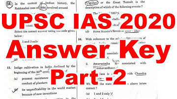 Part-2 || UPSC Prelims 2020: Question Paper Analysis with Answer Key || upsc prelims 2020 Answer key