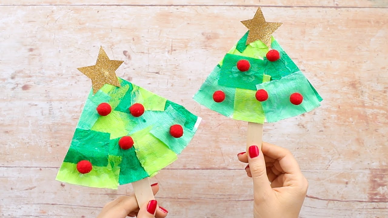 Tissue Paper Christmas Tree Paper Plate Craft - Easy Peasy and Fun
