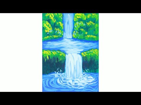 Уроки рисования. Как нарисовать водопад гуашью how to draw a waterfall | Art School