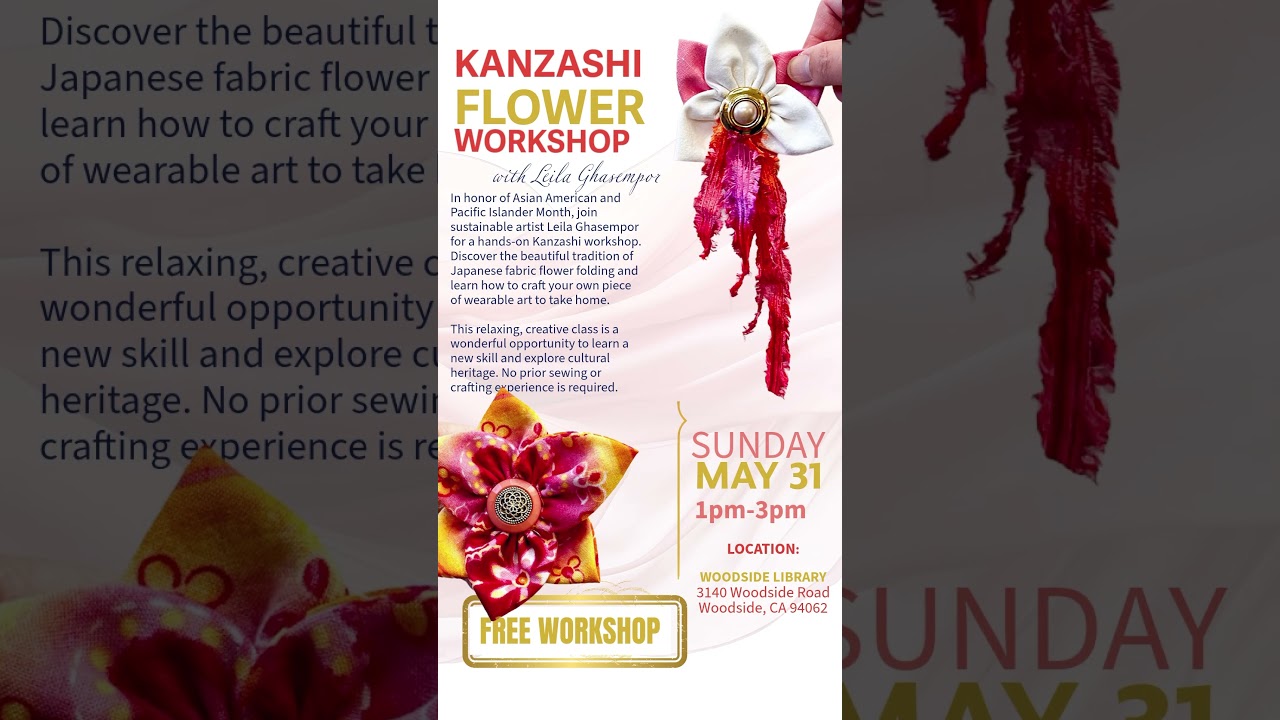 Kanzashi Fabric Flower Workshop #fabricflowerdesign #kanzashi #woodside #california #redwoodcity