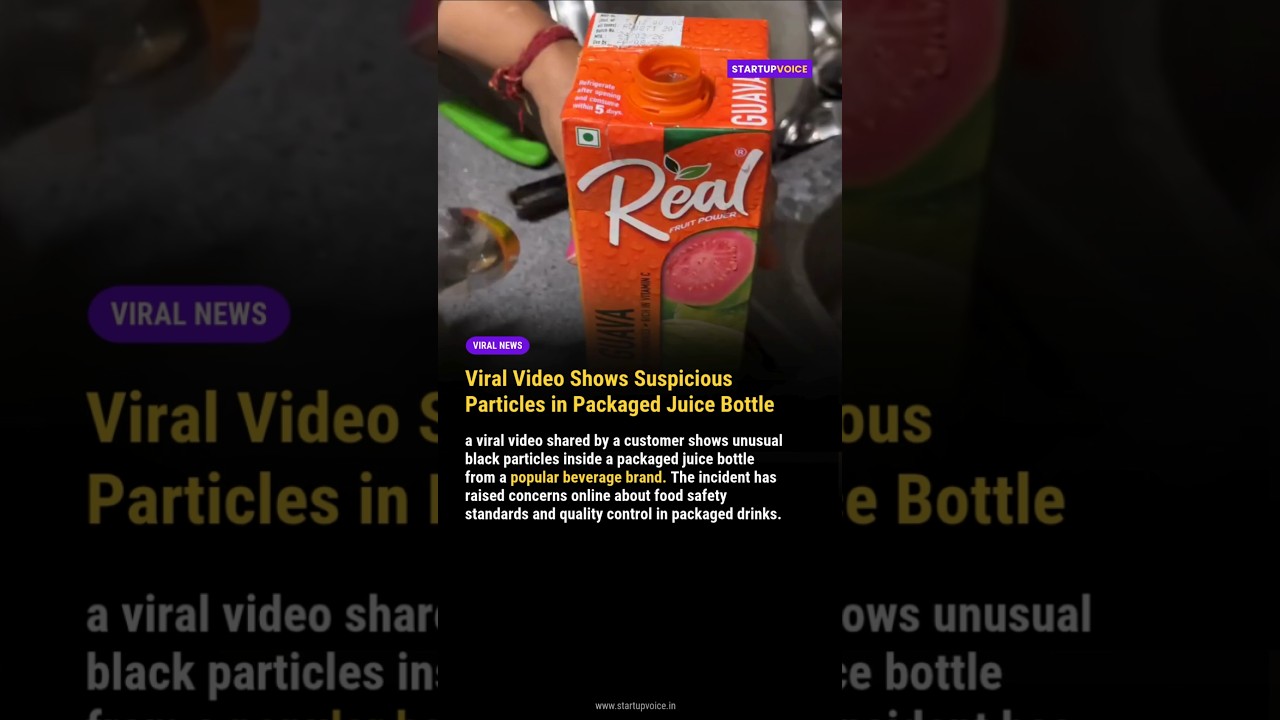 a viral video shared by a customer shows unusual black particles inside a packaged juice bottle