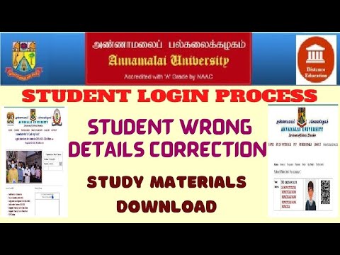 ANNAMALAI UNIVERSITY DDE/STUDENT LOGIN PROCESS/STUDENT DETAIL CORRECTION /STUDY MATERIAL DOWNLOAD