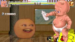 Annoying Orange & Infant Mutant Naughty Baby VS The Kingpin & SpongeBob SquarePants In A MUGEN Match