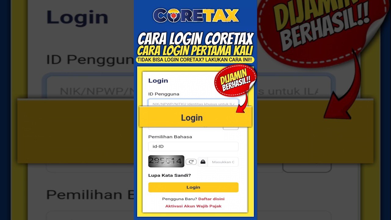 CARA LOGIN CORETAX PERTAMA KALI 
