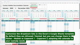 CoParenting Visitation Schedule | Excel Google Sheets Custody Tracker Template #coparentingstruggles