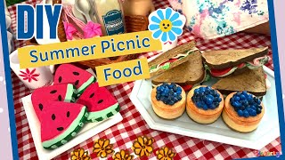 DIY American Girl doll Summer Picnic Food 🍉🫐🥪 crafts made from paper!