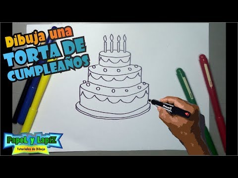 Cómo Dibujar y Colorear pastel de cumpleaños
