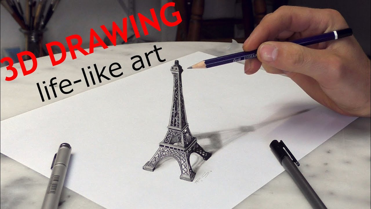 Paris Eiffel Tower 3D Drawing Optical Illusion Paris Solidarit