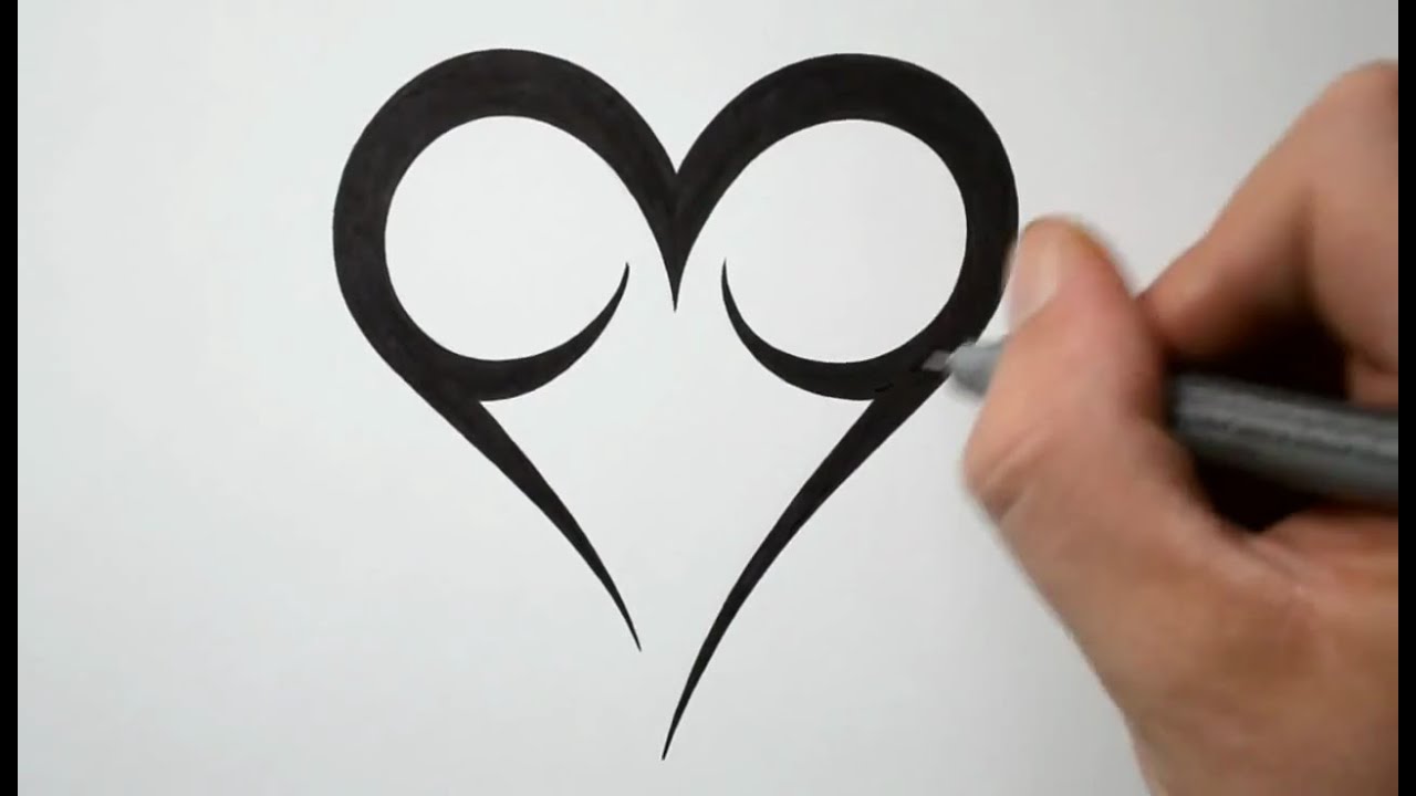 How to Draw a Easy Tribal Heart Tattoo Design - YouTube