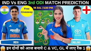 IND vs ENG 3rd ODI Today Match Prediction | India vs England 3rd ODI Dream11 Prediction screenshot 1