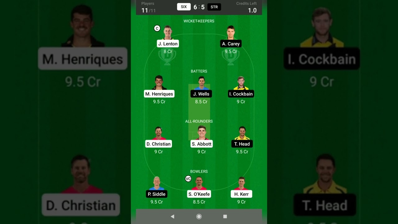 KFC Big bash league T20 SIX 🆚STR Match prediction🏏