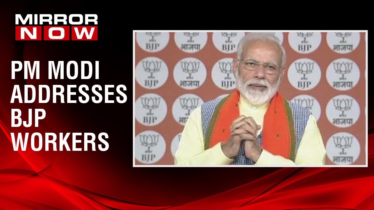 Prime Minister Narendra Modi interacts with BJP workers via video conference