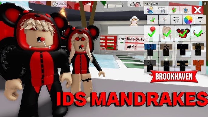 IDEIAS DE SKINS MANDRAKE +CÓDIGOS DE ID DE ROUPA E ACESSÓRIOS PARA  BROOKHAVEN 🏡 RP ROBLOX🤩 