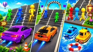🔥 Shape Shifting Race 3D – All Levels Gameplay | Epic Car vs Boat vs Human Race screenshot 4