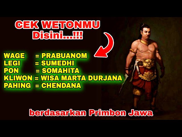 Primbon Jawa Weton dan Watak berdasarkan Pasaran Jawa class=